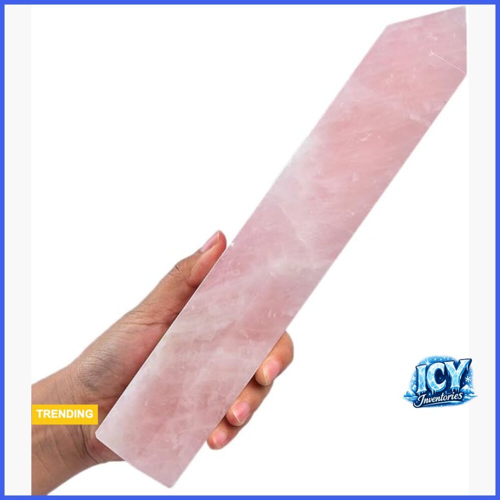 Large Rose Quartz Crystal Tower Natural Healing Point Wand Obelisk
